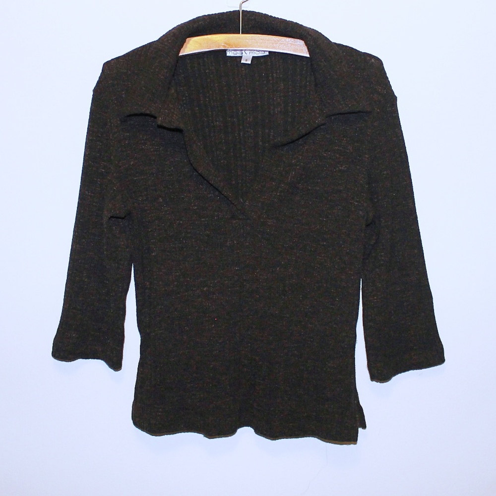 Moa Moa Brown V-neck Sweater Top S